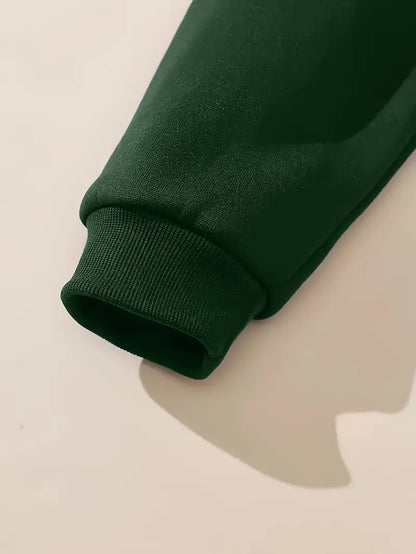 VELOMI Deep Green Elegant Women’s Sweatshirt – Button-Front, All-Season Comfort Fit