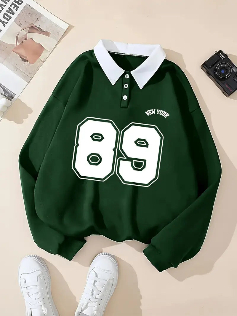 VELOMI Deep Green Elegant Women’s Sweatshirt – Button-Front, All-Season Comfort Fit