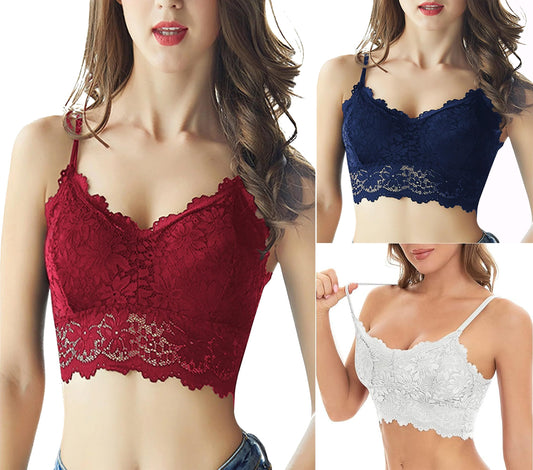 VELOMI Flexi-Fit Lace Bralette – Pack of 5 Stylish Padded Bras