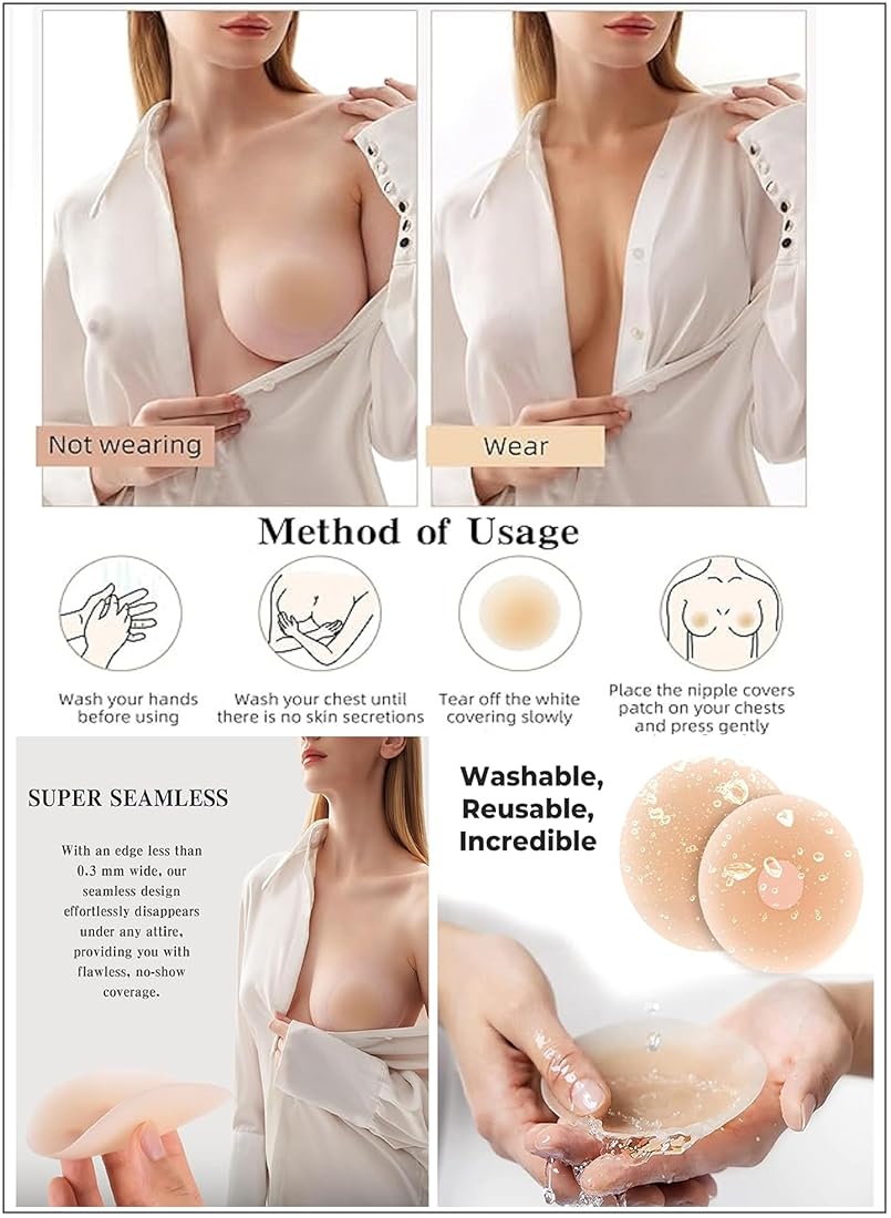 6 Pairs Seamless Silicone Nipple Pasties – Invisible, Reusable & Skin-Safe