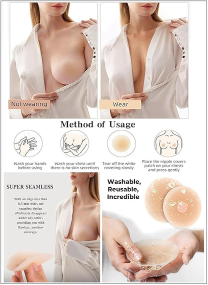 6 Pairs Seamless Silicone Nipple Pasties – Invisible, Reusable & Skin-Safe