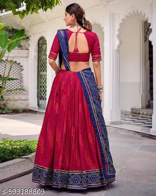 VELOMI Designer Patola Print Dolla Silk Lehenga – With Foil Detailing & Blouse Piece