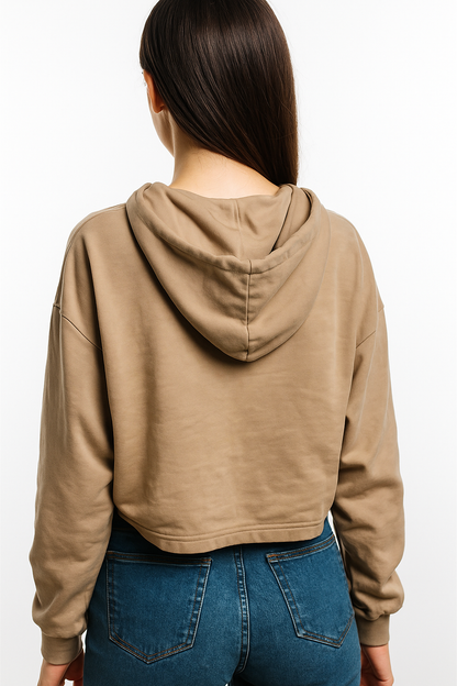 VELOMI Women’s Casual Crop Hoodie – Stylish & Comfortable Pullover in White, Black, Pink & Beige