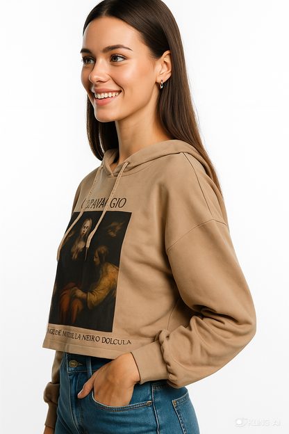 VELOMI Women’s Casual Crop Hoodie – Stylish & Comfortable Pullover in White, Black, Pink & Beige