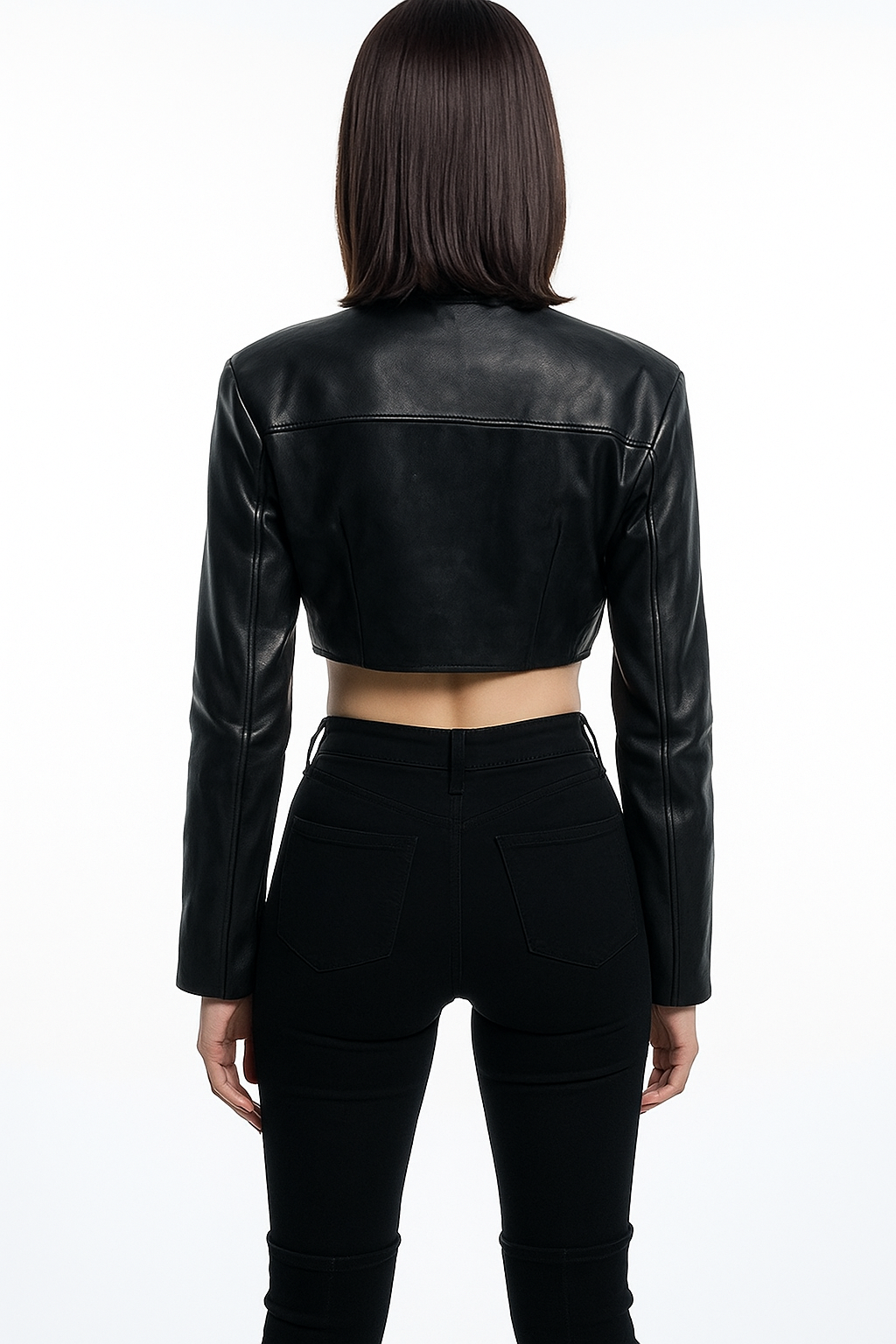 VELOMI Stylish Leather Crop Jacket for Women – Fashion-Forward Outerwear
