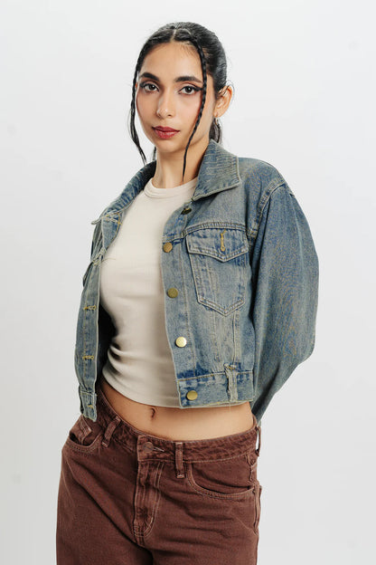 VELOMI Women’s Washed Denim Jacket – Timeless Black Casual Outerwear