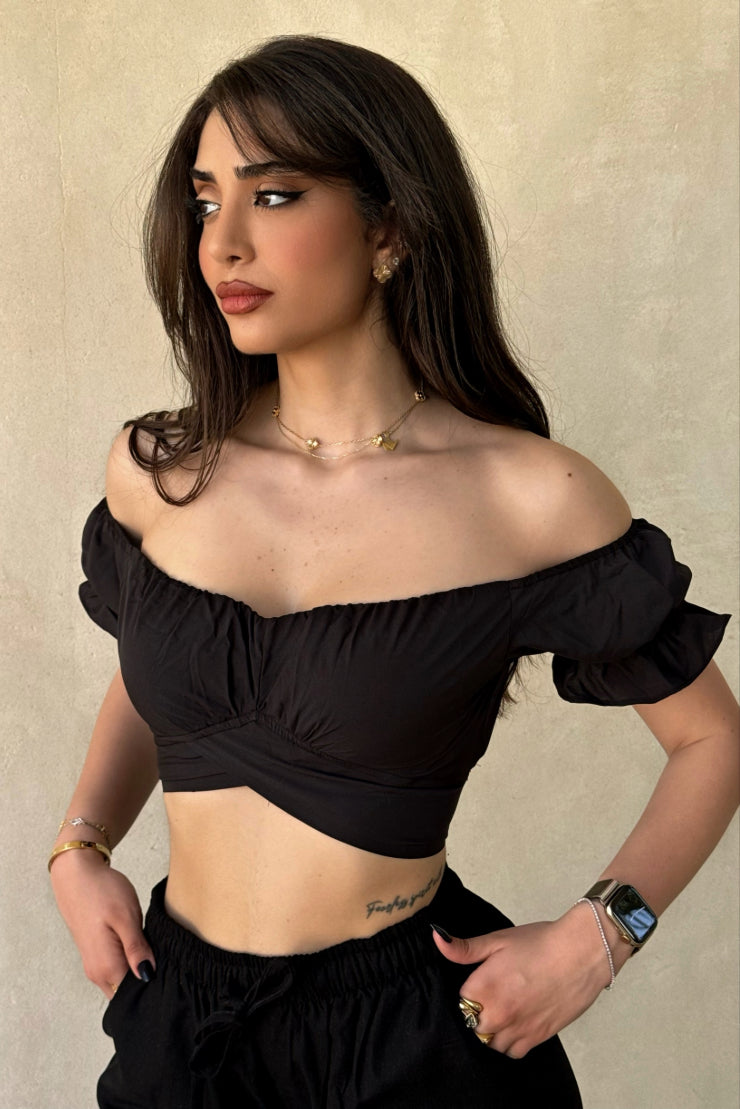 VELOMI Tied Hem Puff Sleeve Crop Top – Stylish Bow Detail Women’s Spring Break Top
