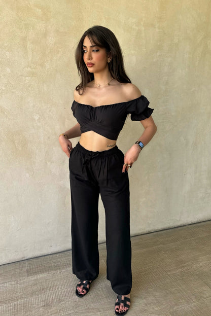 VELOMI Tied Hem Puff Sleeve Crop Top – Stylish Bow Detail Women’s Spring Break Top