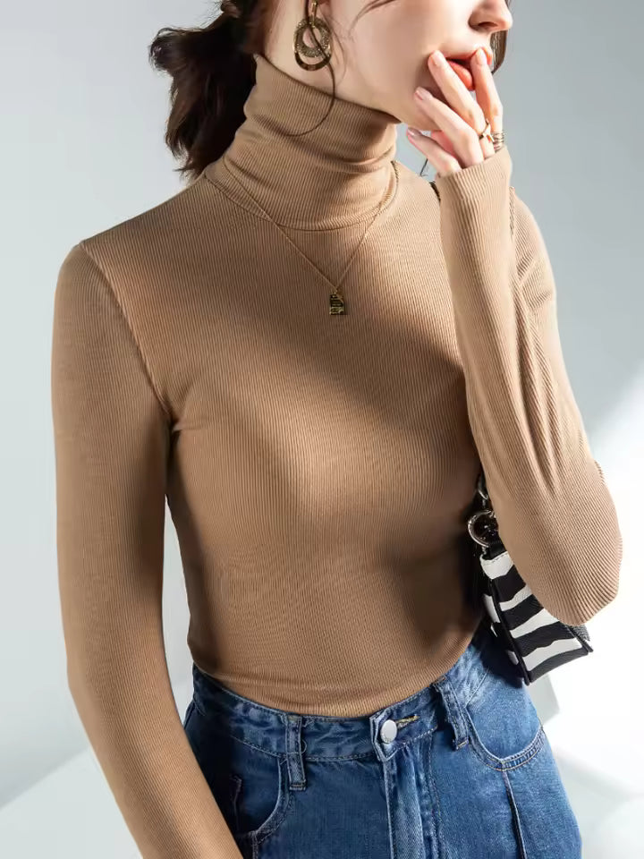Women’s Wool Seamless Turtleneck Sweater – Long Sleeve Knitted Pullover, Warm & Stylish Winter Wear
