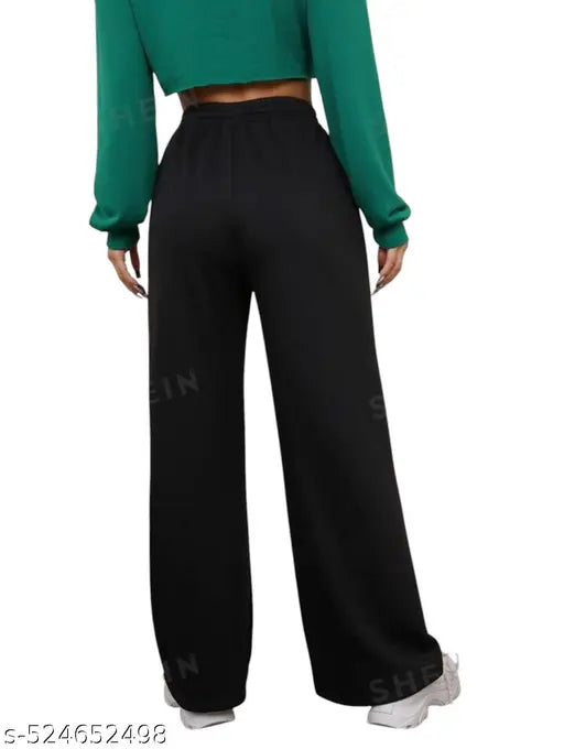 Womens sport and active wide leg jogger pant with two pockets black and grey pack