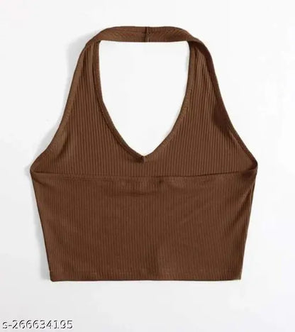RAKUNO Ribbed halter top