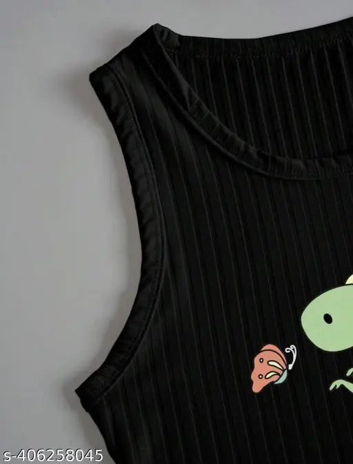 Cartoon Graphics Ribbed Knit Tank Top