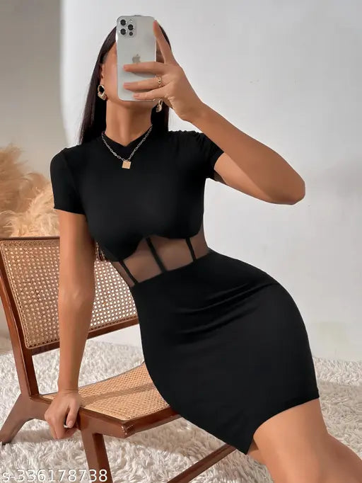 LATEST WESTERN HALF SLEEVES BODYCON DRESS FOR WOMEN