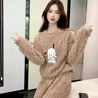 TRENDYBIRD Cozy Women's Winter Nightsuit: Imported Fabric with Stylish Patchwork Design