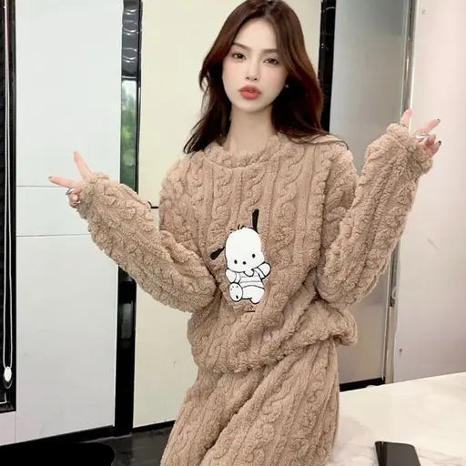 TRENDYBIRD Cozy Women's Winter Nightsuit: Imported Fabric with Stylish Patchwork Design