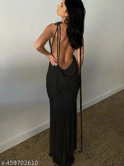 Elegant Black Velvet Cowl Dress