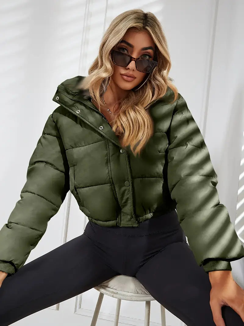 VELOMI Women’s Latest Winter Bomber Jacket – Crop Style & Puffer Design