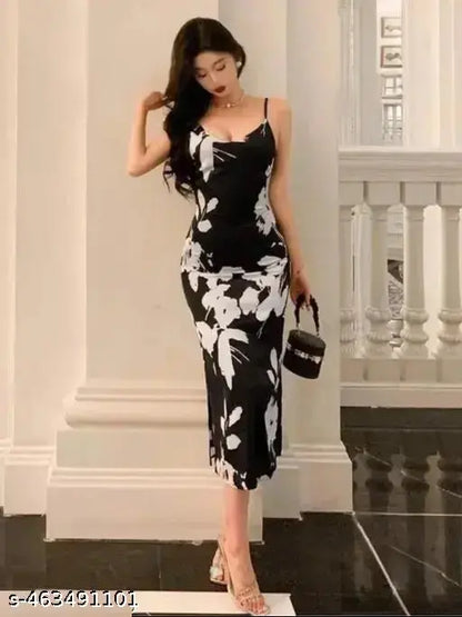 A black lycra fabric western party wear bodycon dress is an iconic choice that combines elegance with a contemporary, figure-hugging style / Occasions for Styling a Bodycon Western Dress / Western Dresses