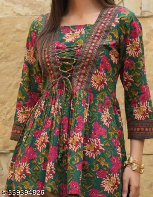 BEST STYLISH PRINTED IMPIRE TUNIC TOP AND SHORT KURTIS FOR WOMEN AND GIRLS summer wear casual wear style top