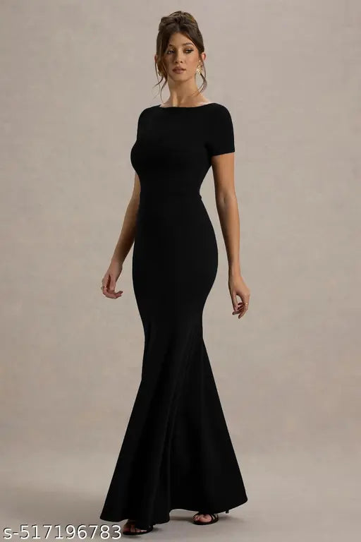 half sleeve bodycon maxi dress for women