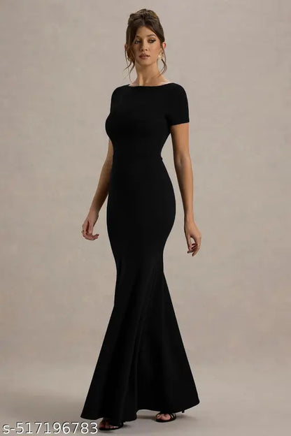 half sleeve bodycon maxi dress for women