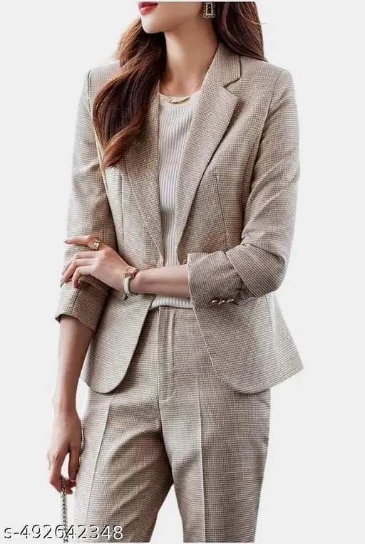 VELOMI Women’s 3-Piece Check Co-Ord Set – Office & Everyday Style