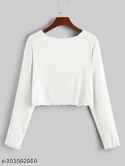Long Sleeve Rib Knit Tie Front Cropped Cardigan TOP