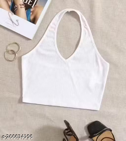 RAKUNO Ribbed halter top