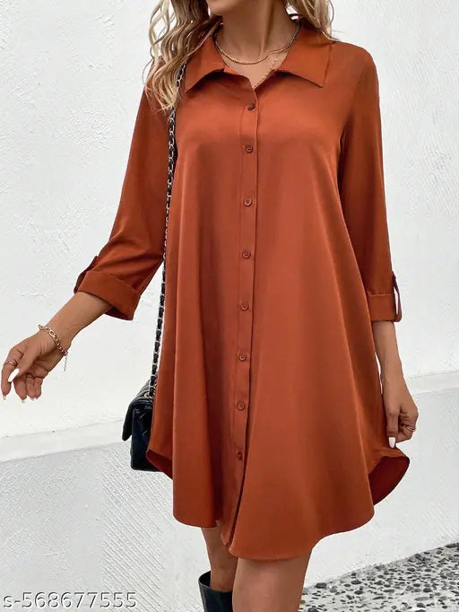 KOREAN LONG SHIRT/ LONG DRESS RUST BROWN