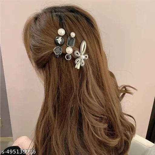 Korean style Metal Hair clips for Women and Girls for Parties (Pack of 11 Clips)