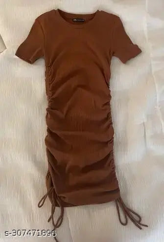 Brown Lycra Casual Summer Women One Piece Bodycon Dresses