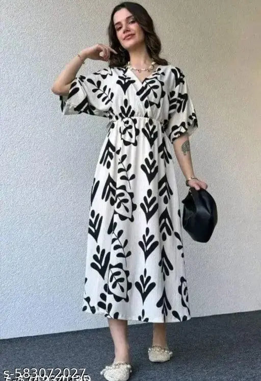 Amodinee Women’s Block Printed Dress – Elegant Ethnic Wear for Women & Girls