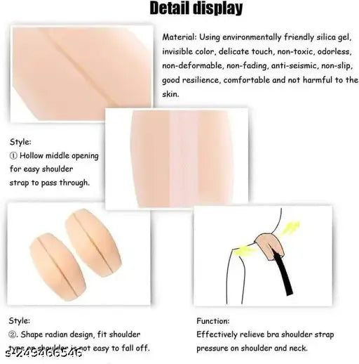 1 Pair Hot Selling Soft Nude Silicone Bra Strap Cushion Holder Decompression Narrow Anti-Slip Reusable Silicone Shoulder Pads