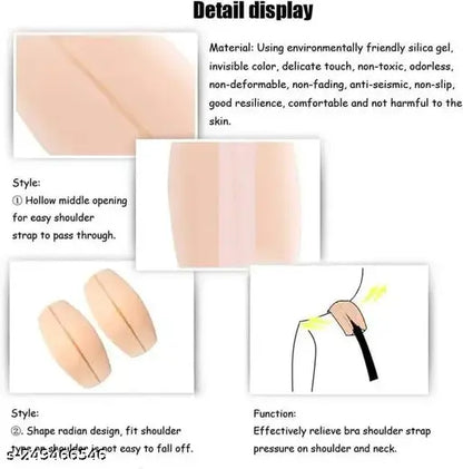 1 Pair Hot Selling Soft Nude Silicone Bra Strap Cushion Holder Decompression Narrow Anti-Slip Reusable Silicone Shoulder Pads