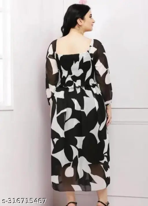 Women Printed Long Dress | Women Gown | Women Fit And Flare Dress | Women Latest Stylish Trending Fashionable Dress| Women Multicolor Dress