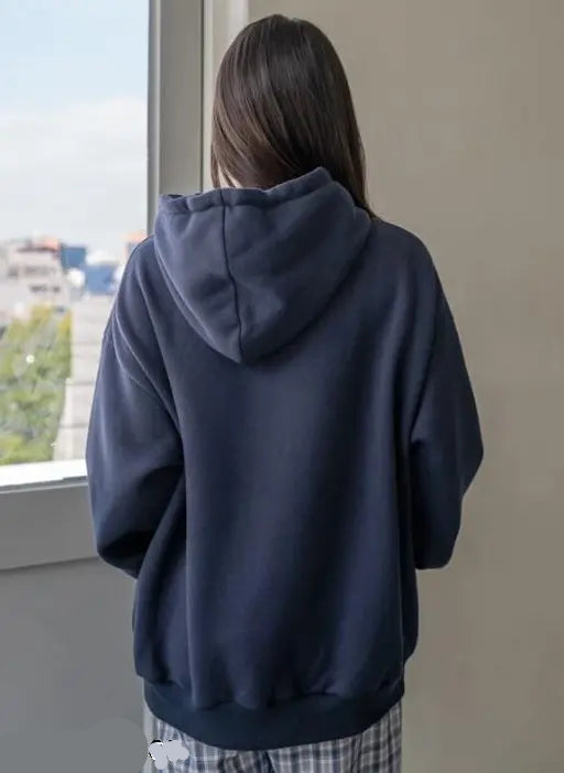 VELOMI Women’s Dard Navy Blue Hoodie – Classic Pullover Sweatshirt with Drawstring Hood & Relaxed Fit