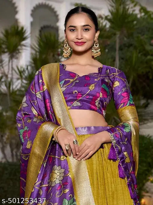 VELOMI Festive Dolla Silk Lehenga Choli – Patola Print Elegance with Dupatta & Blouse Piece