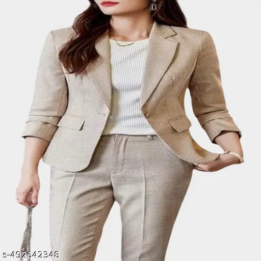 VELOMI Women’s 3-Piece Check Co-Ord Set – Office & Everyday Style