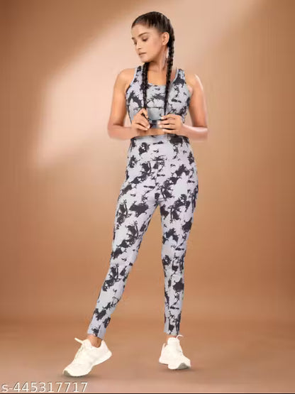 Women's Printed Top & Bottom Set Gym Wear | Track suit | Athletic Tracksuit