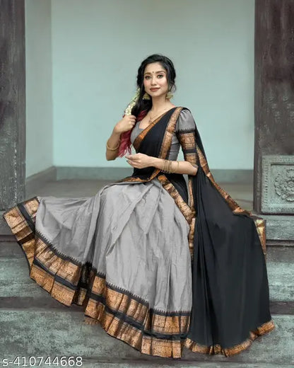 VELOMI Heavy Kanchipuram Silk Half Saree Lehenga Set with Banarasi Dupatta – South Indian Wedding Style | Navratri Festive Collection