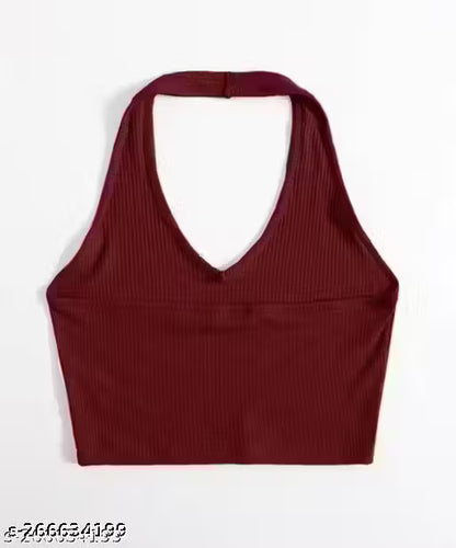 RAKUNO Ribbed halter top
