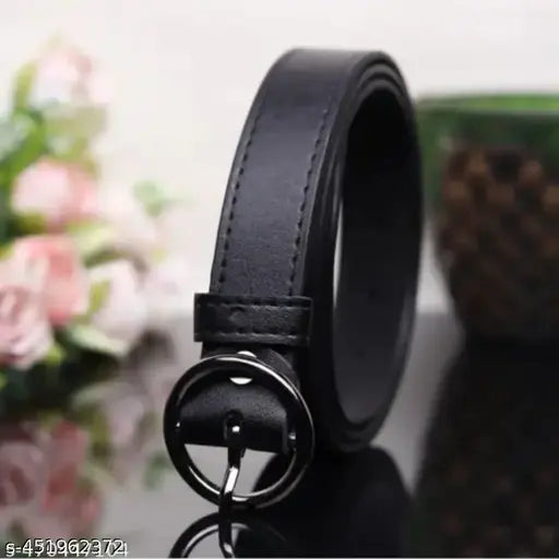 SHOPGLOBAL Women Black Ring Belt In Artificial Leather