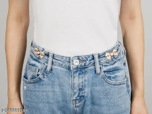 Instant Jeans Button Pins Waist Tightener Set, Make The Waist Fit for Skirt Pants Robe, No Sewing Required Adjustable Waist Buckle for Loose Jeans Pants