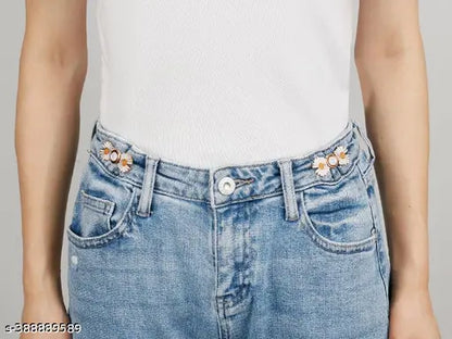 Instant Jeans Button Pins Waist Tightener Set, Make The Waist Fit for Skirt Pants Robe, No Sewing Required Adjustable Waist Buckle for Loose Jeans Pants