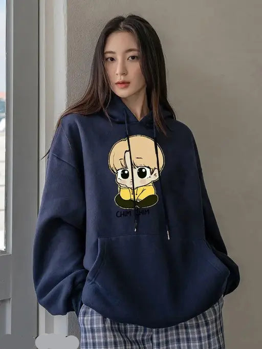 VELOMI Women’s Dard Navy Blue Hoodie – Classic Pullover Sweatshirt with Drawstring Hood & Relaxed Fit