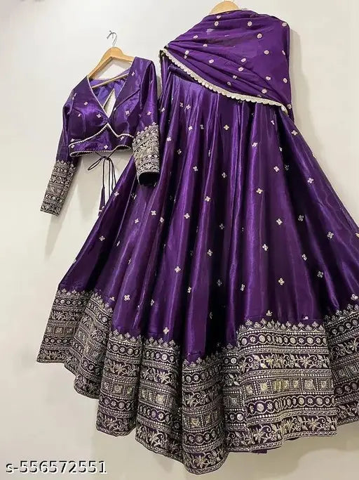 VELOMI Designer Purple Lehenga Choli Set – Wedding & Party Ready with Mirror Dupatta