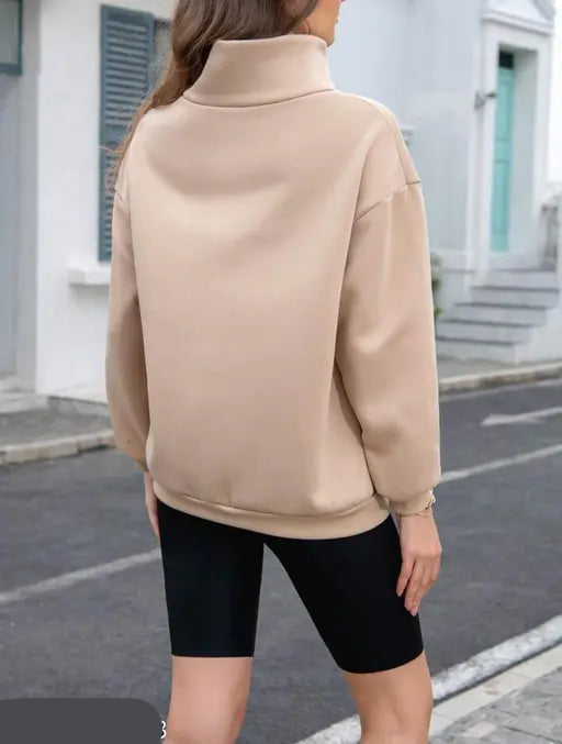 Women’s Half Zip Drop Shoulder Sweatshirt – Casual Oversized Pullover for Autumn & Winter