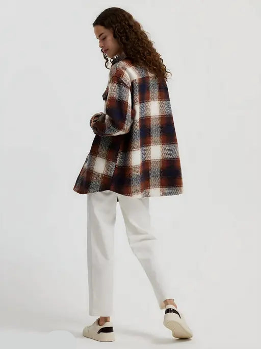 VELOMI Women’s Checkered Shirt – Elegant Winter Wardrobe Essential