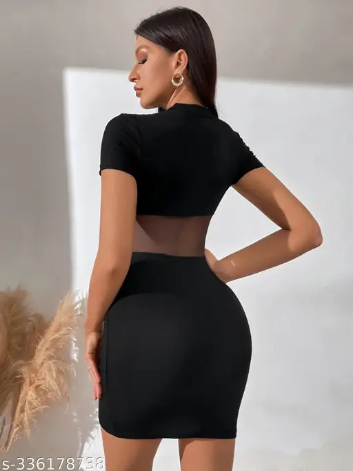 LATEST WESTERN HALF SLEEVES BODYCON DRESS FOR WOMEN