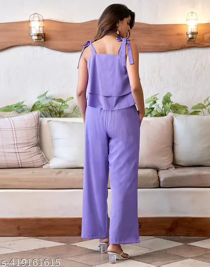 SELVIA Women's Round Neck Top & Bottom Sets